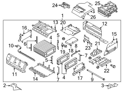 2016 Infiniti Q70 Electrical Components Main Battery Assembly Diagram for 295B0-3WG8B