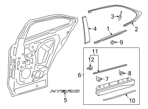 2019 Lexus UX250h Exterior Trim - Rear Door MOULDING Assembly, RR Do Diagram for 75730-76020