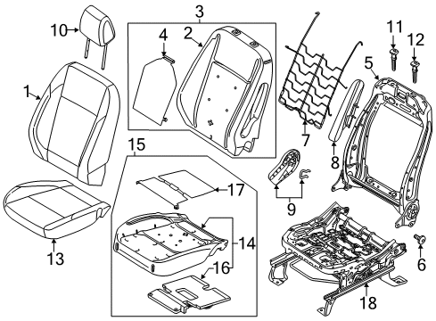 2016 Ford C-Max Passenger Seat Components Adjust Handle Diagram for CJ5Z-7862622-AA