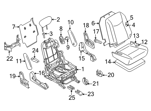 2014 Nissan Quest Second Row Seats Holder-Head Rest Lock Diagram for 87602-1JA0C