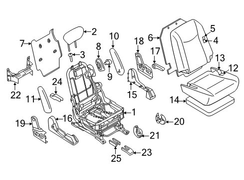 2014 Nissan Quest Second Row Seats Trim Assembly-2ND Seat Back, LH Diagram for 88670-1JA1C