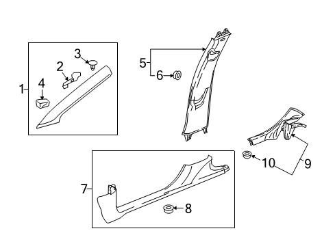 2018 Chevrolet Cruze Interior Trim - Pillars, Rocker & Floor Weatherstrip Pillar Trim Diagram for 42660076