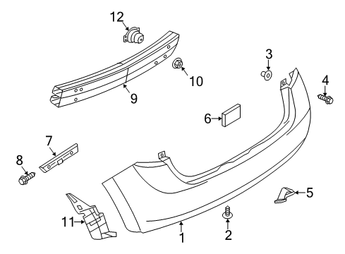 2015 Nissan Versa Note Rear Bumper Plate-Closing, Rear Bumper LH Diagram for 78819-3WC0A