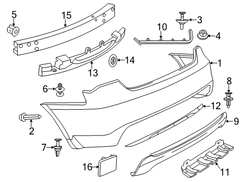 2013 Chrysler 200 Rear Bumper Push Pin Diagram for 6509157AA