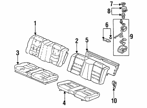1996 Honda Accord Rear Seat Components Pad, Rear Seat-Back Molding Diagram for 82122-SV2-J01