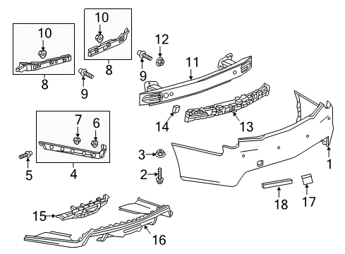 2019 Cadillac CTS Rear Bumper Reflector Diagram for 84095137