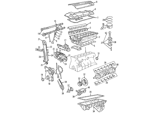 1998 BMW Z3 Engine Parts, Mounts, Cylinder Head & Valves, Camshaft & Timing, Variable Valve Timing, Oil Pan, Oil Pump, Adapter Housing, Crankshaft & Bearings, Pistons, Rings & Bearings Mahle Piston Diagram for 11251432876