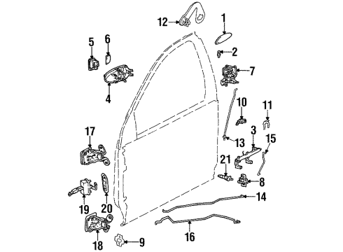 1997 Saturn SC1 Switches Rod, Front Side Door Inside Handle Diagram for 21170547
