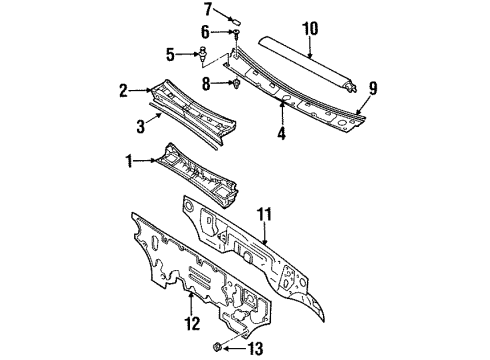 2004 Isuzu Axiom Cowl Panel, Sub-Dash (Lower) Diagram for 8-97221-712-2
