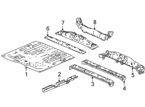 2022 Acura MDX Floor & Rails Center Frame Complete, Front Floor Diagram for 65150-TYA-305ZZ