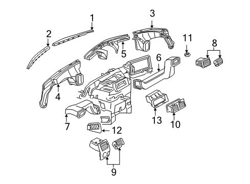 2007 Chrysler Crossfire Ducts Outlet-Air Conditioning & Heater Diagram for YA48BWNAA