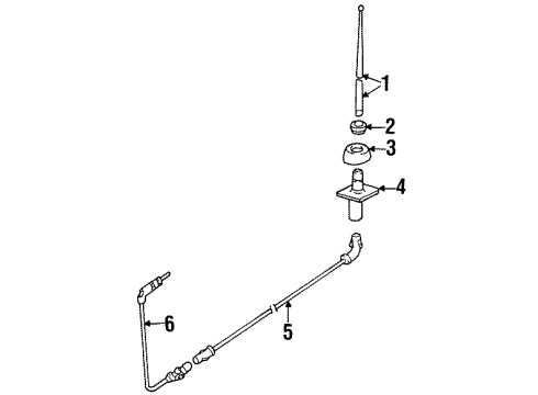 2000 Ford Escort Antenna & Radio Antenna Mast Nut Diagram for F8CZ-18865-AA