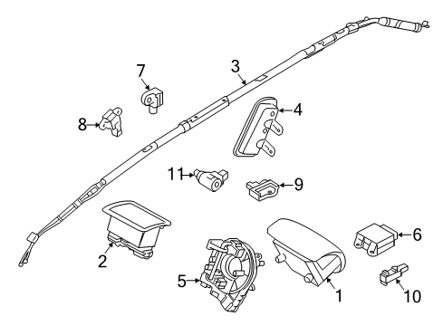 2011 Ford Edge Air Bag Components Head Air Bag Diagram for BT4Z-78042D94-A