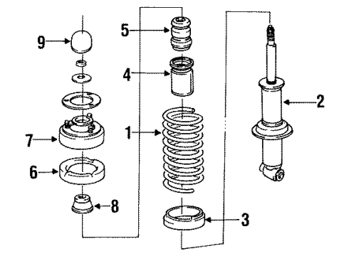 1989 BMW 535i Shocks & Components - Rear Guide Support Diagram for 37121129867