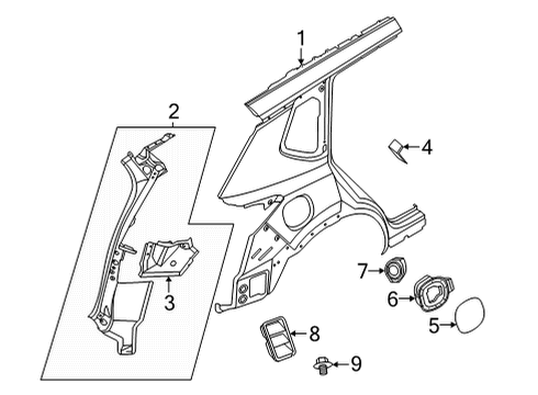 2021 Nissan Rogue Quarter Panel & Components Base Assy-Fuel Filler Diagram for 78121-6RR0A