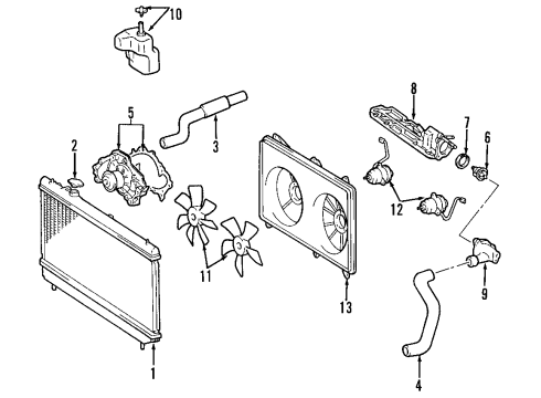 1999 Lexus RX300 Cooling System, Radiator, Water Pump, Cooling Fan Motor, Cooling Fan Diagram for 16363-20070