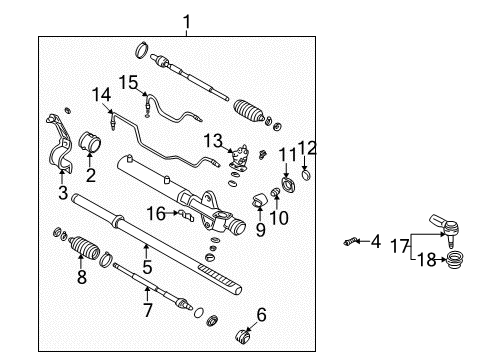 2006 Hyundai Santa Fe Steering Column & Wheel, Steering Gear & Linkage Joint Assembly-Inner Ball Diagram for 57785-26200