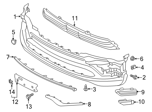 2019 Infiniti QX80 Front Bumper Front Bumper Lower Grille Diagram for 62256-6GW0E