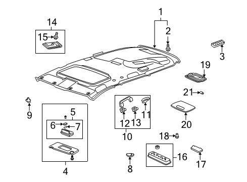 2009 Acura MDX Interior Trim - Roof Sunvisor Assembly, Driver Side (Graphite Black) (Mirror) Diagram for 83280-STX-A01ZA