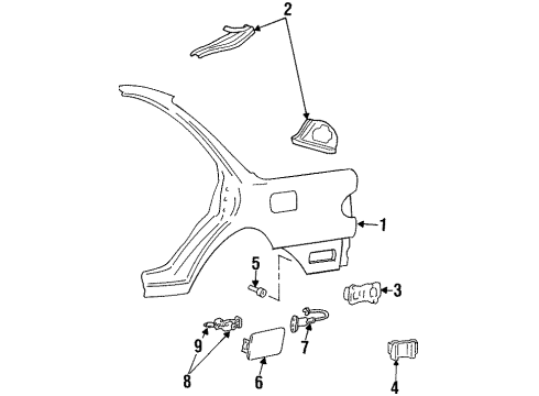 1998 Hyundai Sonata Quarter Panel & Components Extension Assembly-Quarter Outer Lower, LH Diagram for 71533-34510