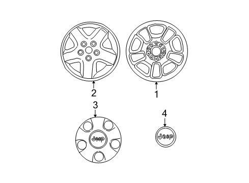 2004 Jeep Liberty Wheels, Covers & Trim Aluminum Wheel Diagram for 5GK75ZDRAC