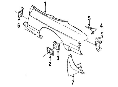 1994 Nissan 240SX Quarter Panel & Components, Exterior Trim Cable-Trunk Lid&Gas Filler Opener Diagram for 84650-41F10