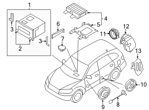 2010 Hyundai Santa Fe Sound System Front Tweeter Speaker Assembly, Right Diagram for 96310-2B770