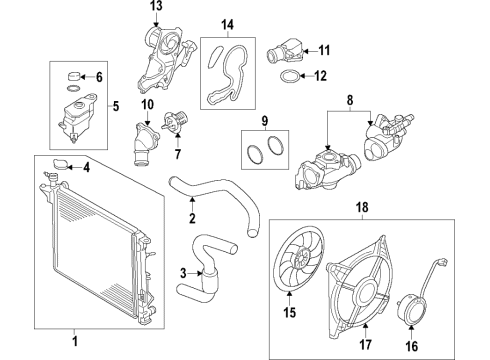 2018 Kia Sorento Cooling System, Radiator, Water Pump, Cooling Fan Hose Assembly-Radiator, LWR Diagram for 25410-C5800