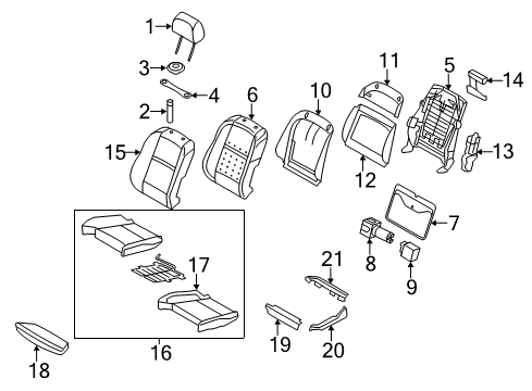 2007 BMW X5 Power Seats Sports Seat Upholstery Parts Diagram for 52107247498