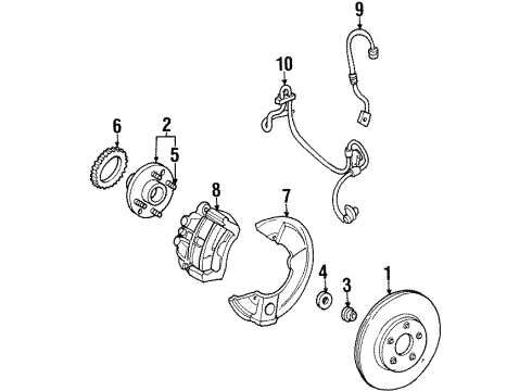 2003 Ford Windstar Front Brakes Splash Shield Diagram for XF2Z-2K004-BA