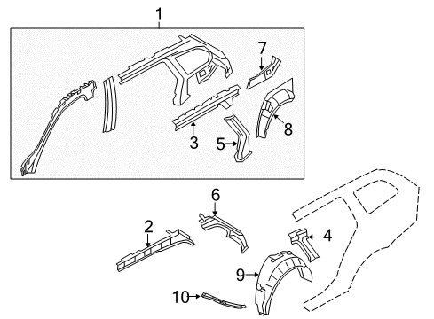 2009 BMW 328i Inner Structure - Quarter Panel Deflector Lip Left Diagram for 51717892697