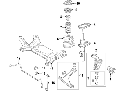 2021 Ford Transit-350 HD Front Suspension Components, Lower Control Arm, Stabilizer Bar Knuckle Diagram for KK3Z-3K185-C