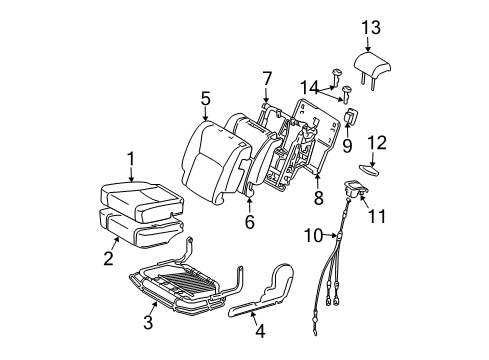 2006 Toyota Highlander Second Row Seats Seat Cushion Pad Diagram for 71612-48060