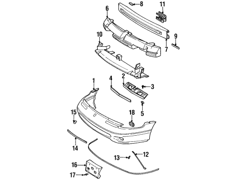 1995 Saturn SC2 Front Bumper Support Brace Nut Diagram for 11514407