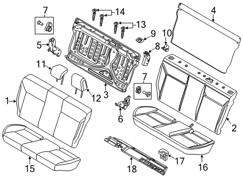 2013 Ford Focus Rear Seat Components Seat Back Cover Diagram for DM5Z-5466601-AA