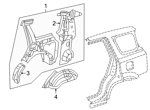 1998 Honda CR-V Inner Structure - Quarter Panel Extension, L. RR. Wheel Arch Diagram for 64721-S10-A10ZZ