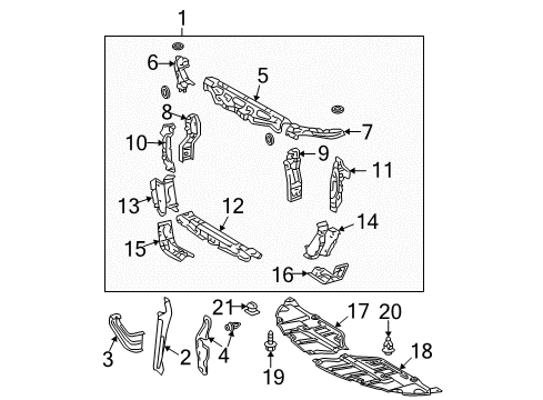 2006 Toyota Solara Radiator Support, Splash Shields Side Support Diagram for 53211-06040