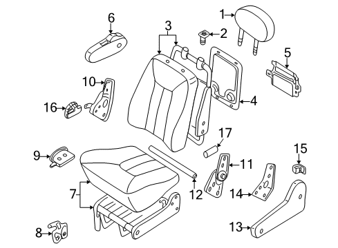 2002 Nissan Quest Rear Seat Components Front Seat Armrest Assembly Diagram for 87700-7B121