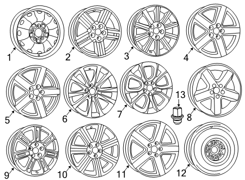 2014 Chrysler 200 Wheels Aluminum Wheel Diagram for 1TR44GSAAA