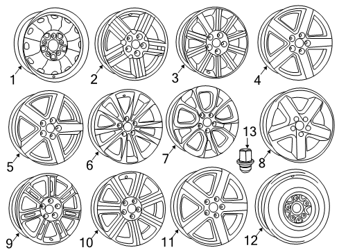 2014 Chrysler 200 Wheels Wheel Alloy Diagram for 1SP77XZAAB