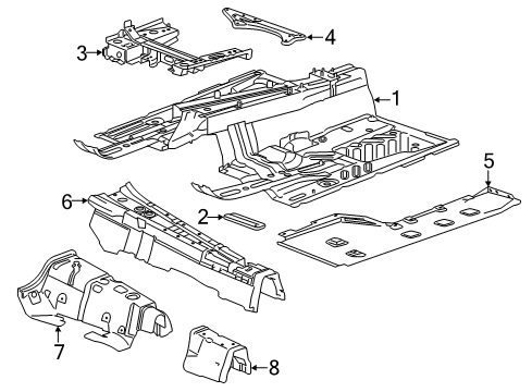 2019 Cadillac CTS Floor Rear Crossmember Diagram for 84030713