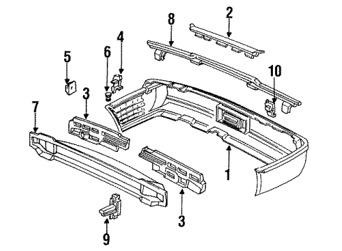 1991 Acura Legend Rear Bumper Protector, Right Rear Bumper Face Diagram for 71515-SP1-003