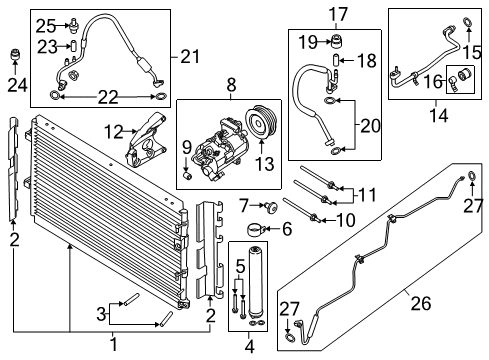 2015 Ford Mustang A/C Condenser, Compressor & Lines Clutch & Pulley Diagram for FR3Z-19D786-FA