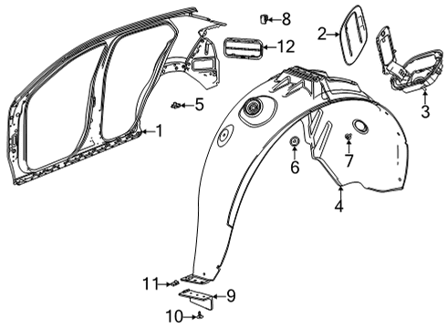 2021 Buick Encore GX Quarter Panel & Components Wheelhouse Liner Diagram for 42484196