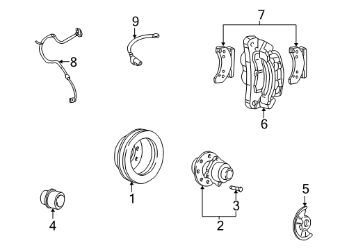 2007 Ford F-250 Super Duty Front Brakes Hub & Bearing Diagram for AC3Z-1104-B