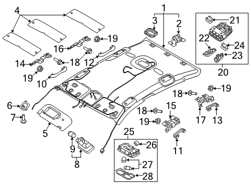 2017 Kia Optima Interior Trim - Roof Clip Diagram for 853993K500