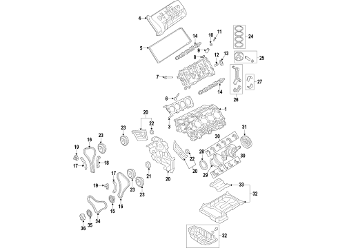 2016 Hyundai Equus Engine Parts, Mounts, Cylinder Head & Valves, Camshaft & Timing, Oil Pan, Oil Pump, Crankshaft & Bearings, Pistons, Rings & Bearings, Variable Valve Timing Piston & Pin & Snap Ring Assembly Diagram for 23041-3F940