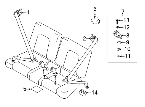 2007 Hyundai Tiburon Seat Belt Bolt-Child Rest Hook Holder Diagram for 89859-2D000