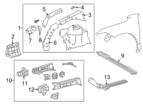 2020 Toyota Avalon Structural Components & Rails Rail Reinforcement Diagram for 57017-06140