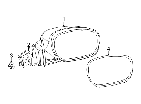 2012 Dodge Charger Mirrors Outside Rear View Mirror Diagram for 1NJ52HBVAG